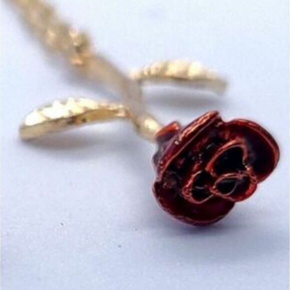 Red Rose Necklace Beauty and the Beast Romantic Jewelry Love Girlfriend Gift 🎁 - Picture 4 of 7